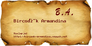 Bircsák Armandina névjegykártya